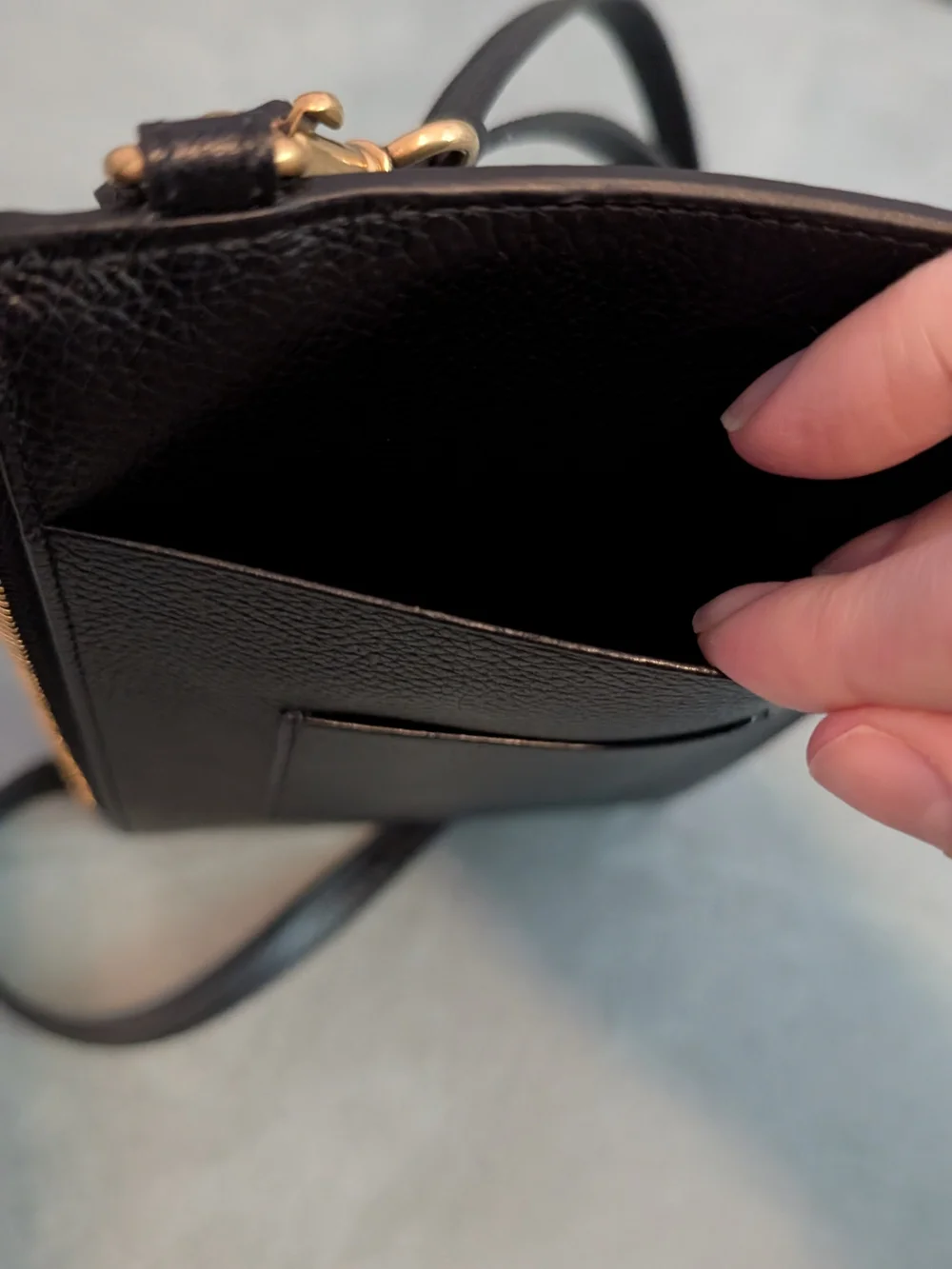 Balenciaga Black Leather Pouch/Wallet And Card Case On A Strap.
